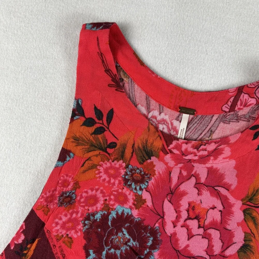 Free People Tank Top Womens Small This Sweet Love Floral Side Tie Cropped Boho
